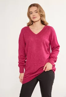 Swetry damskie - Gładki sweter o dłuższym kroju - Monnari - grafika 1