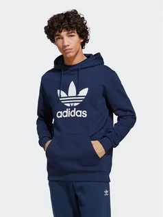 Bluzy męskie - adidas Bluza Adicolor Classics Trefoil Hoodie IA4886 Niebieski Regular Fit - grafika 1