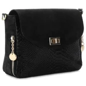 Torebki damskie - Włoska Torebka Skórzana Elegancka Listonoszka firmy Vittoria Gotti w motyw Aligatora Czarna - miniaturka - grafika 1