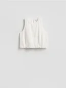 Bluzki damskie - Reserved - Ażurowa bluzka z bawełny - złamana biel - miniaturka - grafika 1