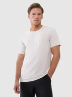 Koszulki sportowe męskie - 4F Koszulka treningowa szybkoschnąca męska - beżowa S - miniaturka - grafika 1