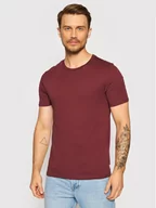 Koszulki męskie - Jones Jack T-Shirt Organic Basic 12156101 Bordowy Slim Fit - miniaturka - grafika 1