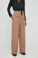 Spodnie damskie - Calvin Klein spodnie damskie kolor beżowy proste high waist - miniaturka - grafika 1
