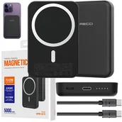 Powerbanki - SZYBKI POWERBANK DO MAGSAFE MAGNETYCZNY BEZPRZEWODOWY 5000MAH 20W + KABEL - miniaturka - grafika 1