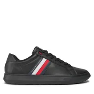 Sneakersy męskie - Sneakersy Tommy Hilfiger Essential Leather Cupsole FM0FM04921 Czarny - miniaturka - grafika 1