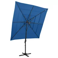Parasole ogrodowe - vidaXL 4-poziomowy parasol na aluminiowym słupku, lazurowy, 250x250 cm 313827 - miniaturka - grafika 1