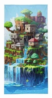 Okrycia kąpielowe dla dzieci - Ręcznik plażowy 70x140 Minecraft niebieski kolorowy dziecięcy bawełniany - miniaturka - grafika 1