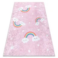 Dywany dla dzieci - Dywan do prania JUNIOR 52063.802 Tęcza, chmurki dla dzieci, antypoślizgowy - różowy, 160x220 cm - miniaturka - grafika 1