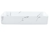 Umywalki - Umywalka nablatowa ceramiczna efekt marmuru 61 x 35 cm biała HOPI - miniaturka - grafika 1