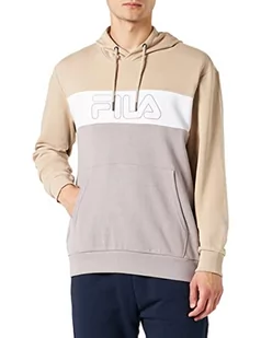 FILA Męska bluza z kapturem Seymour Blocked Logo Oxford Tan-Gull-Bright White, L, Oxford Tan-gull-Bright White, L - Bluzy męskie - miniaturka - grafika 1