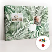 Tablice i flipcharty - Szkolna Tablica korkowa 60x40 cm, Kolorowe Pinezki, wzór Liście roślin - miniaturka - grafika 1