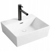 Umywalki - Umywalka ceramiczna biała nablatowa prostokątna 40 x 30 cm - miniaturka - grafika 1