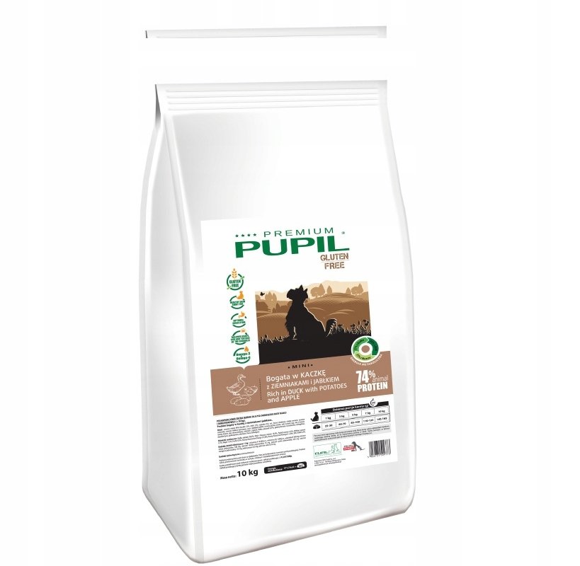 Karma sucha dla psa PUPIL FOODS Premium Gluten Free Mini, bogata w kaczkę z ziemniakami i jabłkiem, 10 kg