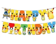 Dekoracje sali - Girlanda papierowa Happy Birthday Pokemon (1 szt) - miniaturka - grafika 1
