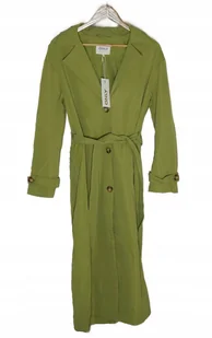 ONLY ZIELONY KLASYCZNY PŁASZCZ Z GUZIKAMI I PASKIEM M K_A - Płaszcze damskie - miniaturka - grafika 1