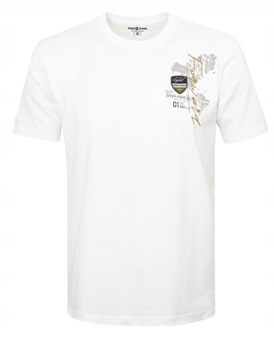T-SHIRT Męski Koszulka BIAŁA Gruba Bawełna VASCO XL Pako Jeans