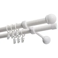 Karnisze - Karnisz DECASTYL Gałka Max z kółkami podwójny 200 cm Biały - miniaturka - grafika 1