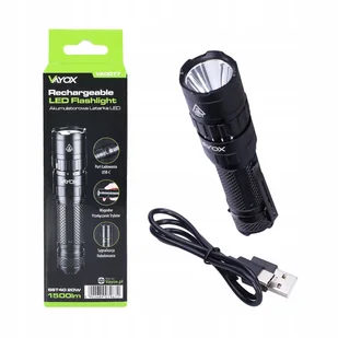LATARKA TAKTYCZNA MAŁA 20W 1500lm VAYOX VA0077 USB - Latarki - miniaturka - grafika 1