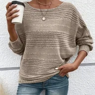 Swetry damskie - TEMU Bluzka z Rękawami Batwing dla Kobiet – Miękki, Casualowy Top z Okrągłym Dekoltem, Długie Rękawy, Jednokolorowa, Pranie w Praniu Maszynowym, - miniaturka - grafika 1