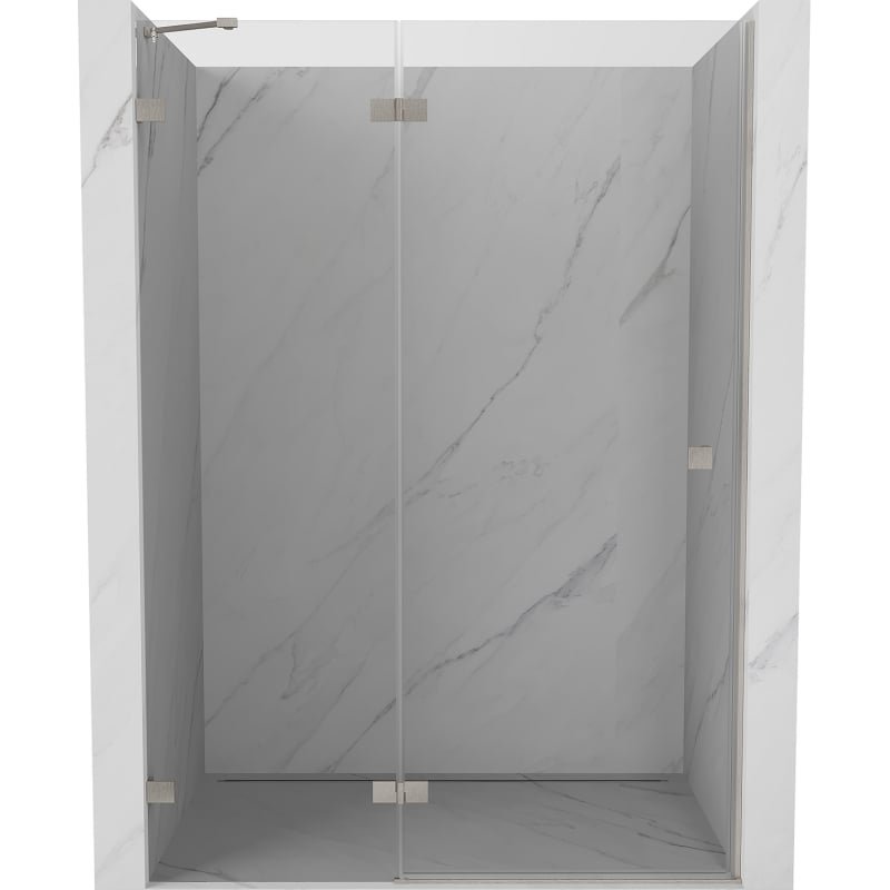 Mexen Lunar drzwi prysznicowe uchylne lewe 130 cm, transparent, nikiel szczotkowany - 834-130-000-97-00-L