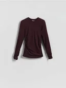 Bluzki damskie - Reserved - Bluzka z marszczeniami - ciemnofioletowy - miniaturka - grafika 1