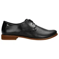 Półbuty damskie - Wojas Czarne Eleganckie Oksfordki Damskie Z Perforowaną Skórą - wojas - miniaturka - grafika 1