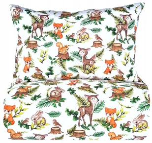Pościel sarenka lisek królik zwierzątka 140x200 dziecięca bawełniana biała - Pościel dla dzieci - miniaturka - grafika 1