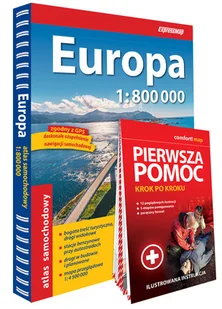 Europa atlas samochodowy 1:800 000 + Pierwsza pomoc – krok po kroku – ilustrowana instrukcja - Atlasy i mapy - miniaturka - grafika 1