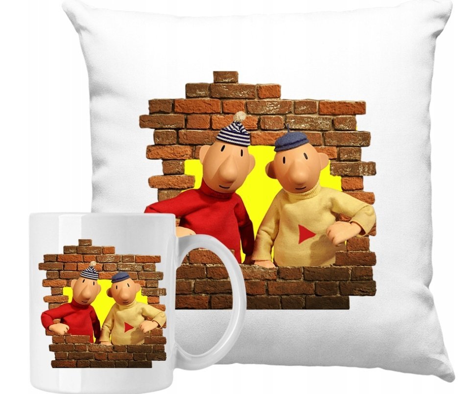 ZESTAW PODUSZKA + KUBEK Pat i Mat Sąsiedzi Pomysł Na Prezent + IMIĘ #3