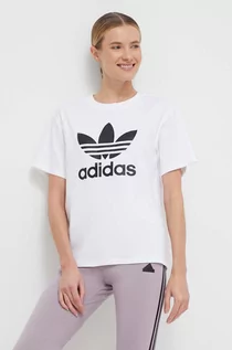 Koszulki sportowe damskie - adidas Originals t-shirt damski kolor beżowy - grafika 1