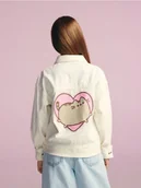 Kurtki i płaszcze dla dziewczynek - Reserved - Kurtka jeansowa Pusheen - złamana biel - miniaturka - grafika 1