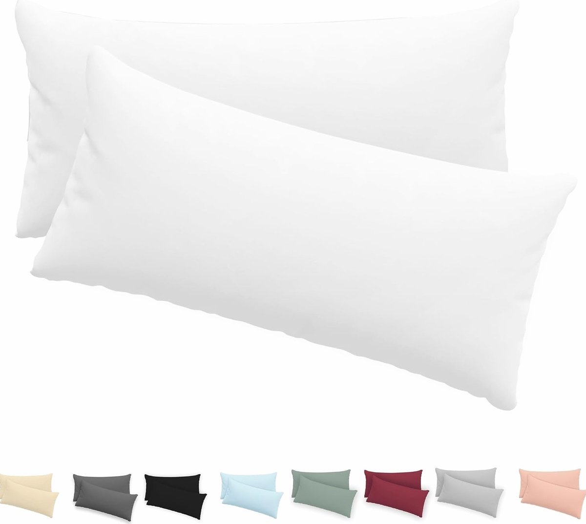 POSZEWKI NA PODUSZKI 40X80CM 2 SZTUKI BAWEŁNA JERSEY ZAMEK WYGODNE
