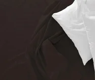 Prześcieradła - Prześcieradło satynowe 220x200 brązowe jednobarwne bez gumki - miniaturka - grafika 1
