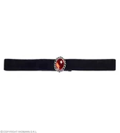 Moda i Uroda OUTLET - Czarny aksamitny naszyjnik z czerwonym kamieniem akcesorium do eleganckiego stroju - miniaturka - grafika 1