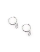 Kolczyki - Labradoryt (kostka) - kolczyki koła - srebrna stal szlachetna - miniaturka - grafika 1