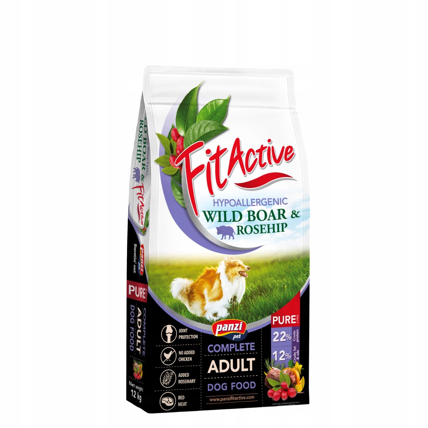 FitActive Pure Hypoallergenic, dziczyzna i owoce dzikiej róży - 12 kg