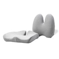 Podnóżki, podpórki, podkładki - Zestaw poduszka lędźwiowa i poduszka siedziska, ergonomiczna, szary, pianka z efektem pamięci, Powerton - miniaturka - grafika 1