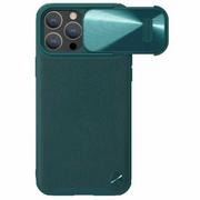 Etui i futerały do telefonów - Nillkin Etui z ochroną aparatu CamShield Leather do iPhone 14 Pro Max zielone - miniaturka - grafika 1