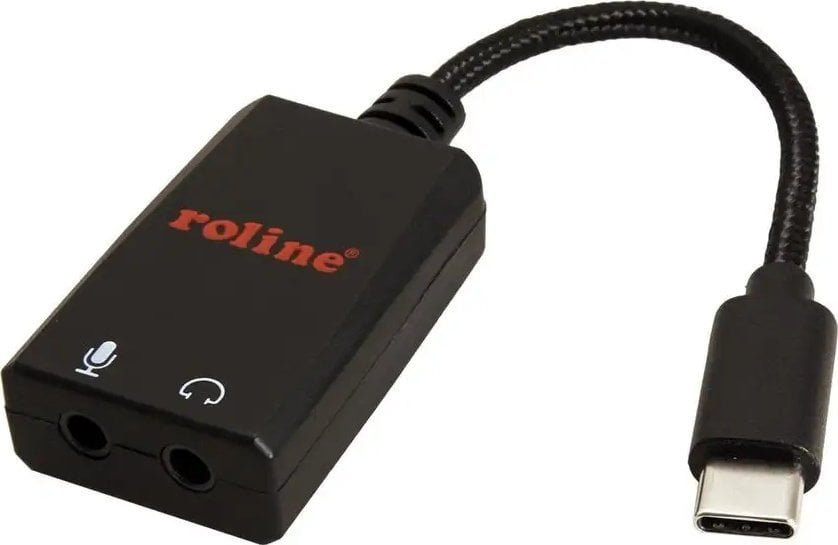 Roline ROLINE Adapter USB typu C - 2x 3,5 mm audio, męski/żeński, 0,13 m