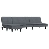 Narożniki - Sofa rozkładana L, ciemnoszara, 255x140x70 cm, aks - miniaturka - grafika 1