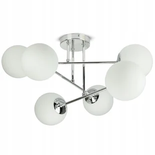 Lampa Sufitowa Żyrandol Plafon Chrom Szklane Białe Kule Glass W6 Led G9 - Lampy sufitowe - miniaturka - grafika 1