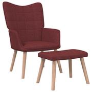 Fotele - vidaXL Fotel z podnóżkiem 62x68,5x96 cm winna czerwień tkanina 327542 - miniaturka - grafika 1