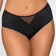 Majtki damskie - Klasyczne Figi Damskie z Ozdobnymi Kropeczkami Koronkowe Czarne XXXL - miniaturka - grafika 1