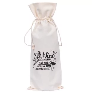 Worek Na Butelkę Bawełniany - Wino Usuwa Stres (90) - Ozdoby bożonarodzeniowe - miniaturka - grafika 1