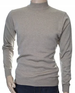 Sweter męski ze stójką z półgolfem półgolf z wełny wełniany 4XL beżowy - Swetry męskie - miniaturka - grafika 1
