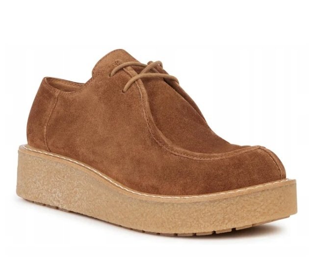 GEOX BRĄZOWE PÓŁBUTY DAMSKIE ZAMSZOWE NA GRUBEJ PODESZWIE 38 J6A
