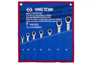 Zestawy narzędziowe - ZESTAW KLUCZY PŁASKO-OCZKOWYCH Z GRZECHOTKĄ JEDNOKIERUNKOWĄ 7cz. 8 - 19mm, ETUI King Tony - miniaturka - grafika 1