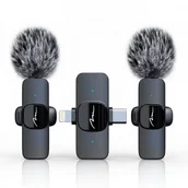Mikrofony komputerowe - MICRO-MIC DUO - 2x Mikrofon Bezprzewodowy Krawatowy zestaw, na klips, iOS & Android OTG, mini, superczuły. USB-C & LIGHTNING - miniaturka - grafika 1