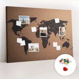 Duża Tablica, Korek 100x140 cm Wzór Mapa świata + Pinezki Kolorowe - Tablice i flipcharty - miniaturka - grafika 1