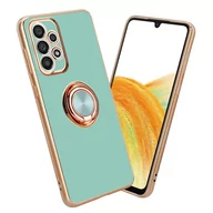 Etui i futerały do telefonów - Pokrowiec Do Samsung Galaxy A52 (4G / 5G) / A52s Etui w Glossy Turkus - Złoto magnetycznym Obudowa Case Cover Ochronny Cadorabo - miniaturka - grafika 1
